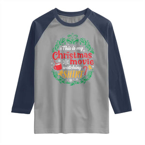 This Is My Christmas Movie Watching Shirt Raglan Shirt Gingerbread Cocoa TS11 Sport Gray Navy Print Your Wear