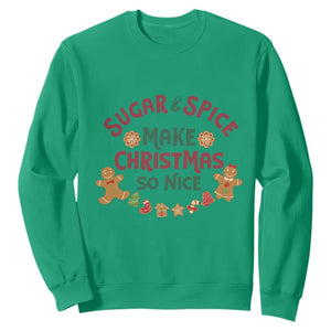 Funny Christmas Baking Sweatshirt Sugar And Spice Make Christmas So Nice Gingerbread TS11 Irish Green Print Your Wear