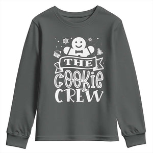 Funny The Cookie Crew Youth Sweatshirt Christmas Baking Team Gingerbread TS11 Dark Heather Print Your Wear