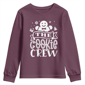 Funny The Cookie Crew Youth Sweatshirt Christmas Baking Team Gingerbread TS11 Maroon Print Your Wear
