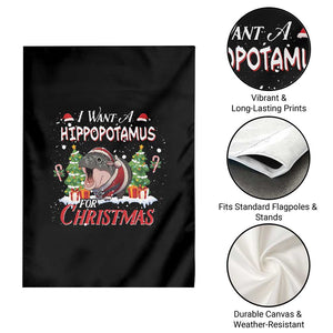 Funny Moo Deng Christmas Garden Flag I Want A Hippopotamus For Christmas Santa Baby Pygmy TS11 Print Your Wear
