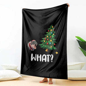 Funny Moo Deng Christmas Throw Blanket What Santa Cute Hippo Zoo Meme Baby Pygmy Xmas Tree TS11 Print Your Wear