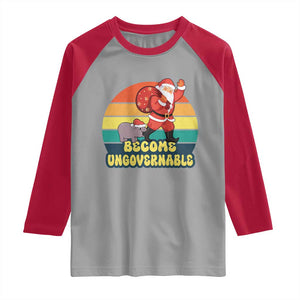 Funny Moo Deng Christmas Raglan Shirt Become Ungovernable Xmas Santa TS11 Sport Gray Red Print Your Wear