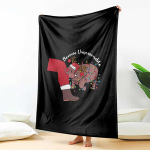 Funny Moo Deng Christmas Throw Blanket Become Ungovernable Reindeer Xmas Santa TS11 Print Your Wear