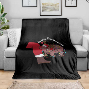 Funny Moo Deng Christmas Throw Blanket Become Ungovernable Reindeer Xmas Santa TS11 Print Your Wear