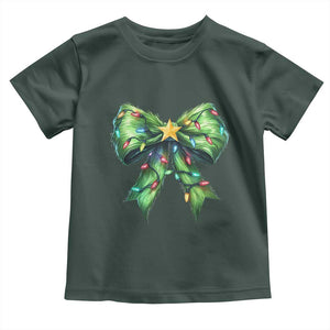 Funny Christmas Coquette Baby Shirt Green Xmas Tree Bow TS11 Dark Forest Green Print Your Wear