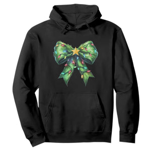 Funny Christmas Coquette Hoodie Green Xmas Tree Bow TS11 Black Print Your Wear