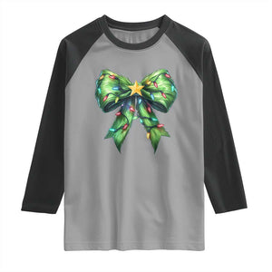 Funny Christmas Coquette Raglan Shirt Green Xmas Tree Bow TS11 Sport Gray Black Print Your Wear