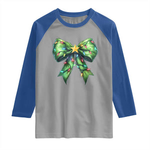 Funny Christmas Coquette Raglan Shirt Green Xmas Tree Bow TS11 Sport Gray Royal Print Your Wear