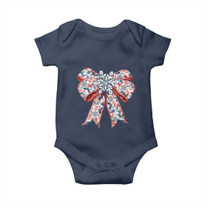 Funny Toile Folk Art Scandinavian Coquette Bow Christmas Baby Onesie TS11 Navy Print Your Wear