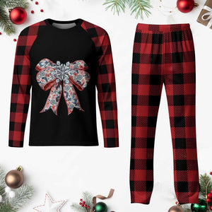 Funny Toile Folk Art Scandinavian Coquette Bow Xmas Plaid Pajama Set TS11 Buffalo Plaid Print Your Wear
