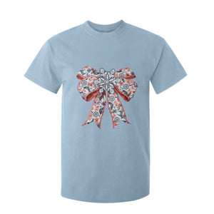 Funny Toile Folk Art Scandinavian Coquette Bow Christmas T Shirt For Kid TS11 Light Blue Print Your Wear