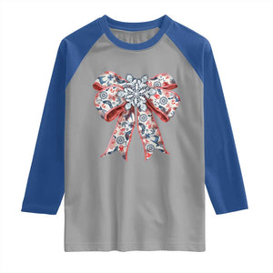 Funny Toile Folk Art Scandinavian Coquette Bow Christmas Raglan Shirt TS11 Sport Gray Royal Print Your Wear