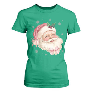 Christmas Coquette Pink Santa Bow T Shirt For Women TS11 Irish Green Print Your Wear