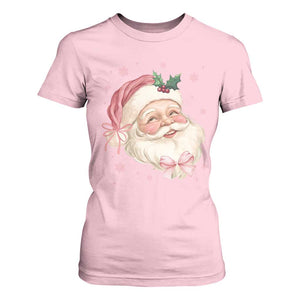 Christmas Coquette Pink Santa Bow T Shirt For Women TS11 Light Pink Print Your Wear