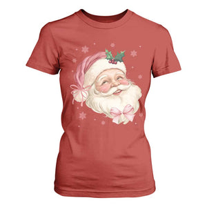 Christmas Coquette Pink Santa Bow T Shirt For Women TS11 Red Print Your Wear