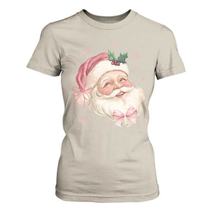 Christmas Coquette Pink Santa Bow T Shirt For Women TS11 Sand Print Your Wear