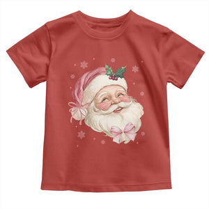 Christmas Coquette Pink Santa Bow Toddler T Shirt TS11 Red Print Your Wear
