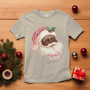 Christmas Coquette Pink Black Santa Bow T Shirt TS11 Sand Print Your Wear