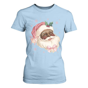 Christmas Coquette Pink Black Santa Bow T Shirt For Women TS11 Light Blue Print Your Wear