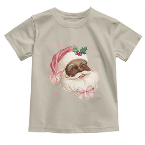 Christmas Coquette Pink Black Santa Bow Toddler T Shirt TS11 Sand Print Your Wear