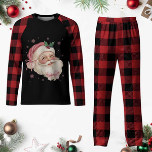 Xmas Coquette Pink Santa Bow Plaid Pajama Set TS11 Buffalo Plaid Print Your Wear