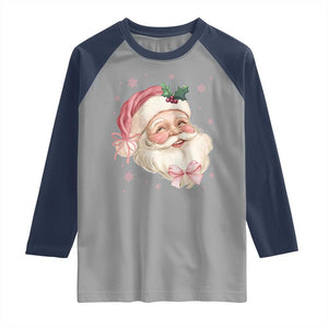 Christmas Coquette Pink Santa Bow Raglan Shirt TS11 Sport Gray Navy Print Your Wear
