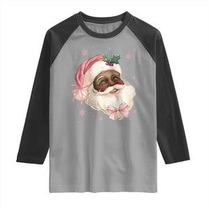 Christmas Coquette Pink Black Santa Bow Raglan Shirt TS11 Sport Gray Black Print Your Wear