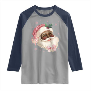 Christmas Coquette Pink Black Santa Bow Raglan Shirt TS11 Sport Gray Navy Print Your Wear