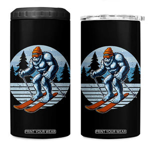 Funny Skiing Bigfoot Ski Winter Sport Yeti Snowboarder Skier 4 in 1 Can Cooler Tumbler TS11 One Size: 16 oz Black Print Your Wear