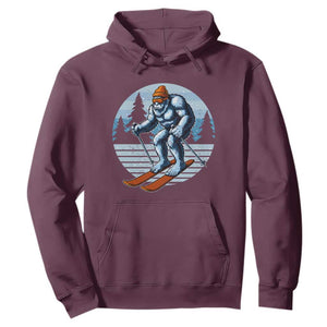 Funny Skiing Bigfoot Ski Winter Sport Yeti Snowboarder Skier Hoodie TS11 Maroon Print Your Wear