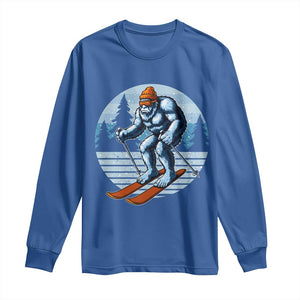 Funny Skiing Bigfoot Ski Winter Sport Yeti Snowboarder Skier Long Sleeve Shirt TS11 Royal Blue Print Your Wear