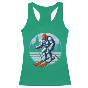 Funny Skiing Bigfoot Ski Winter Sport Yeti Snowboarder Skier Racerback Tank Top TS11 Irish Green Print Your Wear