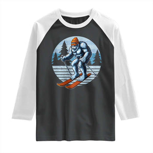 Funny Skiing Bigfoot Ski Winter Sport Yeti Snowboarder Skier Raglan Shirt TS11 Black White Print Your Wear