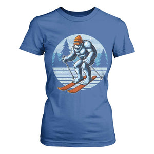 Funny Skiing Bigfoot Ski Winter Sport Yeti Snowboarder Skier T Shirt For Women TS11 Royal Blue Print Your Wear