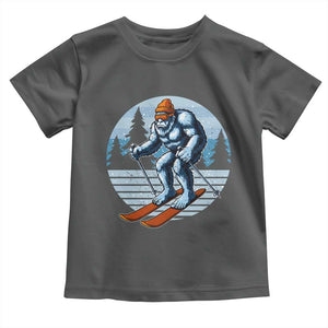Funny Skiing Bigfoot Ski Winter Sport Yeti Snowboarder Skier Toddler T Shirt TS11 Dark Heather Print Your Wear