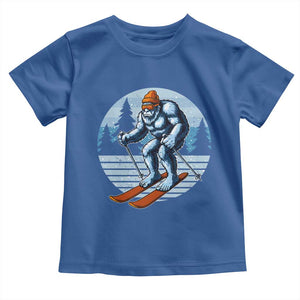 Funny Skiing Bigfoot Ski Winter Sport Yeti Snowboarder Skier Toddler T Shirt TS11 Royal Blue Print Your Wear