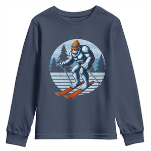 Funny Skiing Bigfoot Ski Winter Sport Yeti Snowboarder Skier Youth Sweatshirt TS11 Navy Print Your Wear