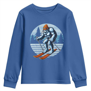 Funny Skiing Bigfoot Ski Winter Sport Yeti Snowboarder Skier Youth Sweatshirt TS11 Royal Blue Print Your Wear
