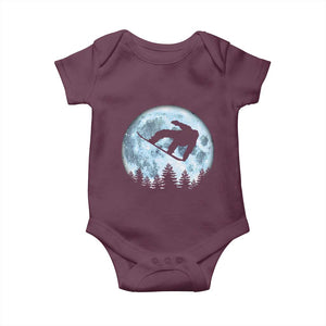 Snowboard Moon Snowboarding Winter Sports Baby Onesie TS11 Maroon Print Your Wear