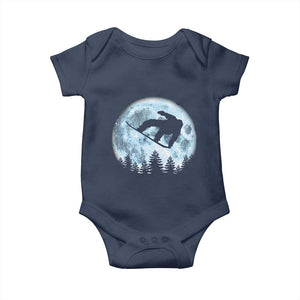 Snowboard Moon Snowboarding Winter Sports Baby Onesie TS11 Navy Print Your Wear
