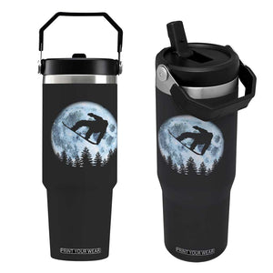 Snowboard Moon Snowboarding Winter Sports Flip Straw Tumbler TS11 One Size: 30 oz Black Print Your Wear