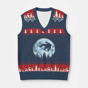 Snowboard Moon Snowboarding Winter Sports V-Neck Knit Sweater Vest TS11 Navy Red Print Your Wear