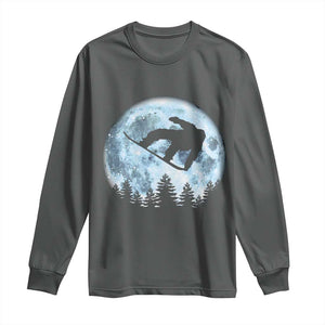Snowboard Moon Snowboarding Winter Sports Long Sleeve Shirt TS11 Dark Heather Print Your Wear