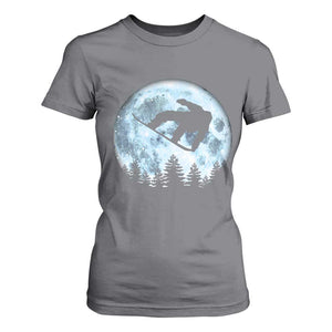 Snowboard Moon Snowboarding Winter Sports T Shirt For Women TS11 Charcoal Print Your Wear