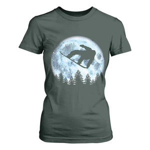 Snowboard Moon Snowboarding Winter Sports T Shirt For Women TS11 Dark Forest Green Print Your Wear