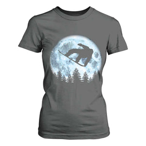 Snowboard Moon Snowboarding Winter Sports T Shirt For Women TS11 Dark Heather Print Your Wear