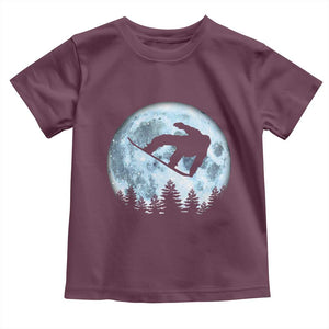 Snowboard Moon Snowboarding Winter Sports Toddler T Shirt TS11 Maroon Print Your Wear
