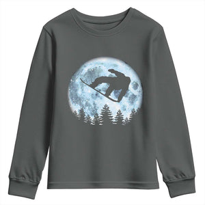 Snowboard Moon Snowboarding Winter Sports Youth Sweatshirt TS11 Dark Heather Print Your Wear