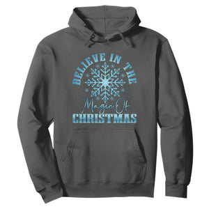 Believe In The Magic Of Christmas Hoodie Xmas Snowflake TS11 Dark Heather Print Your Wear